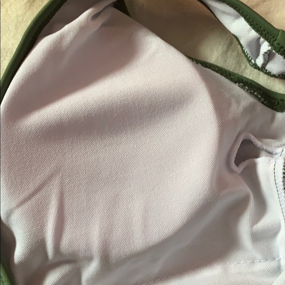 Olive Green Lined Plunging Neckline One Piece Swimsuit - Picture 10 of 12